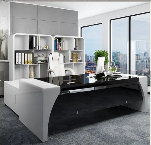 Office Tech Furniture - مكتب كمبيوتر تنفيذي عصري مخصص عالي