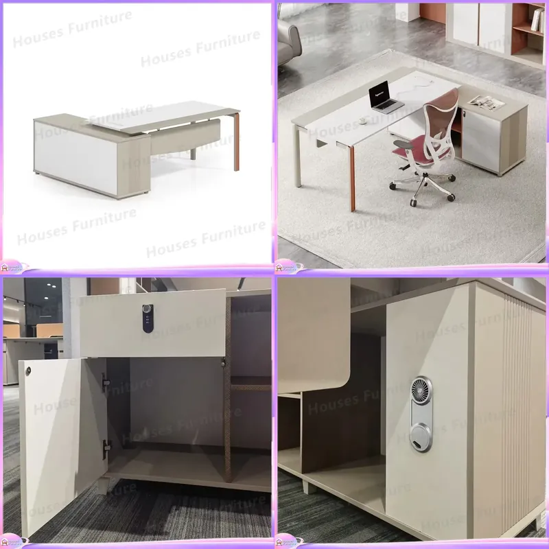 Office Tech Furniture - مكتب تنفيذي على شكل حرف L،